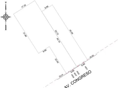 Terreno en Venta 17  mts Frente