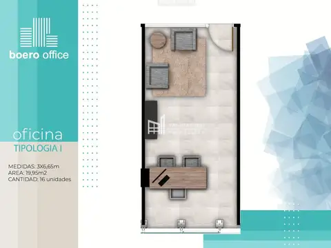 Oficina Monoambiente con 1 baño