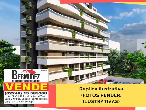 Deptos venta en block 2 y 3 ambientes Mar de ajo calle Belgrano al 1200
