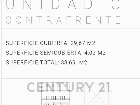 Departamento Monoambiente con 1 baño