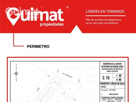 Terreno en Venta 20  mts Frente